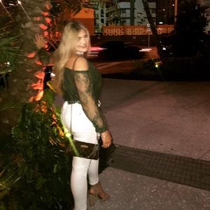 Lacey green off the shoulder top